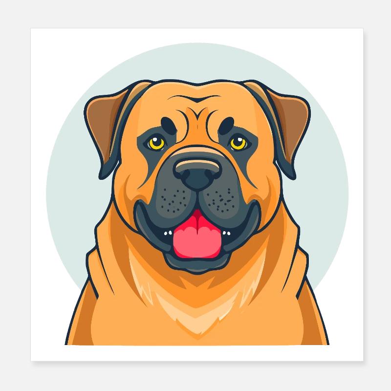 Bullmastiff (portrait/comic) Poster 8" x 8" (20x20 cm)