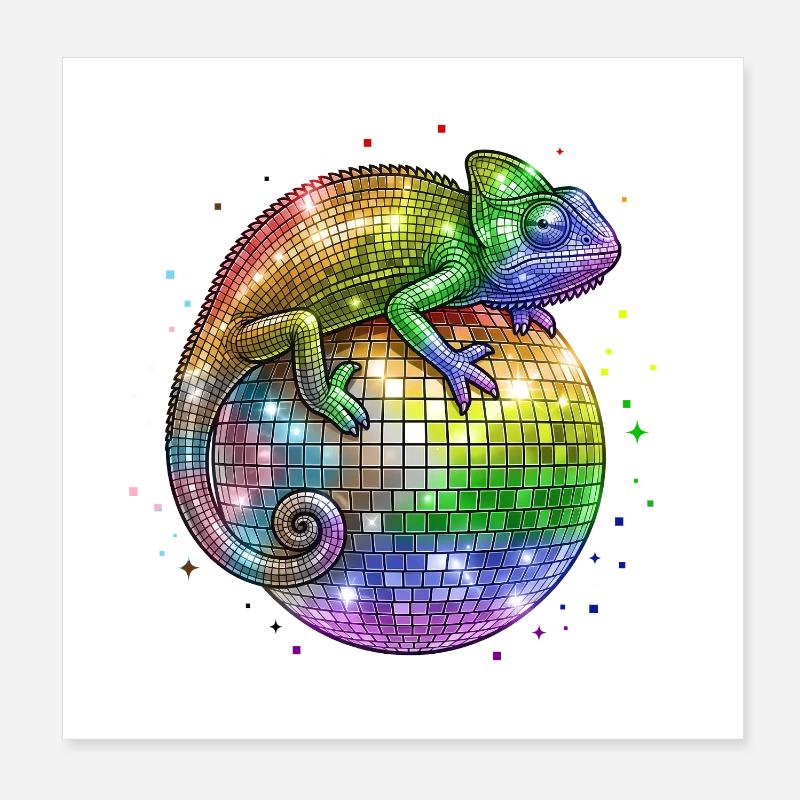 Caméléon sur le drapeau Globo Disco Progress LGBT Poster 20 x 20 cm