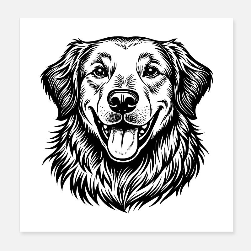Golden Retriever heureux Poster 20 x 20 cm