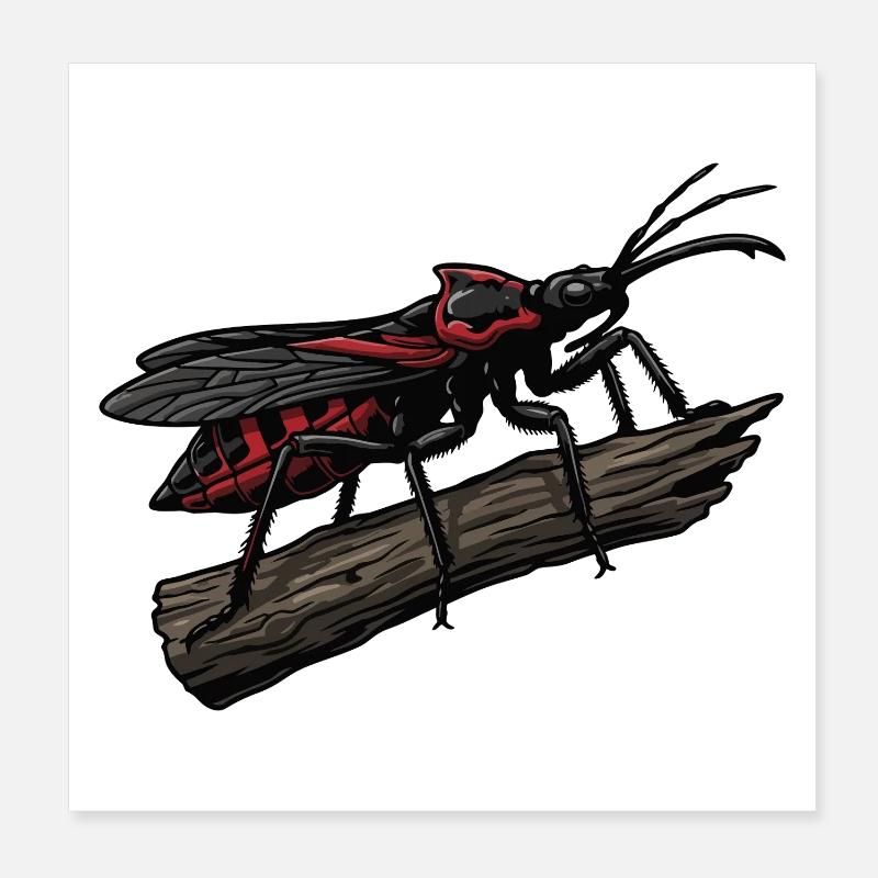 Punaise Assassin Bug Chasseur Red Strike Tattoo Poster 20 x 20 cm