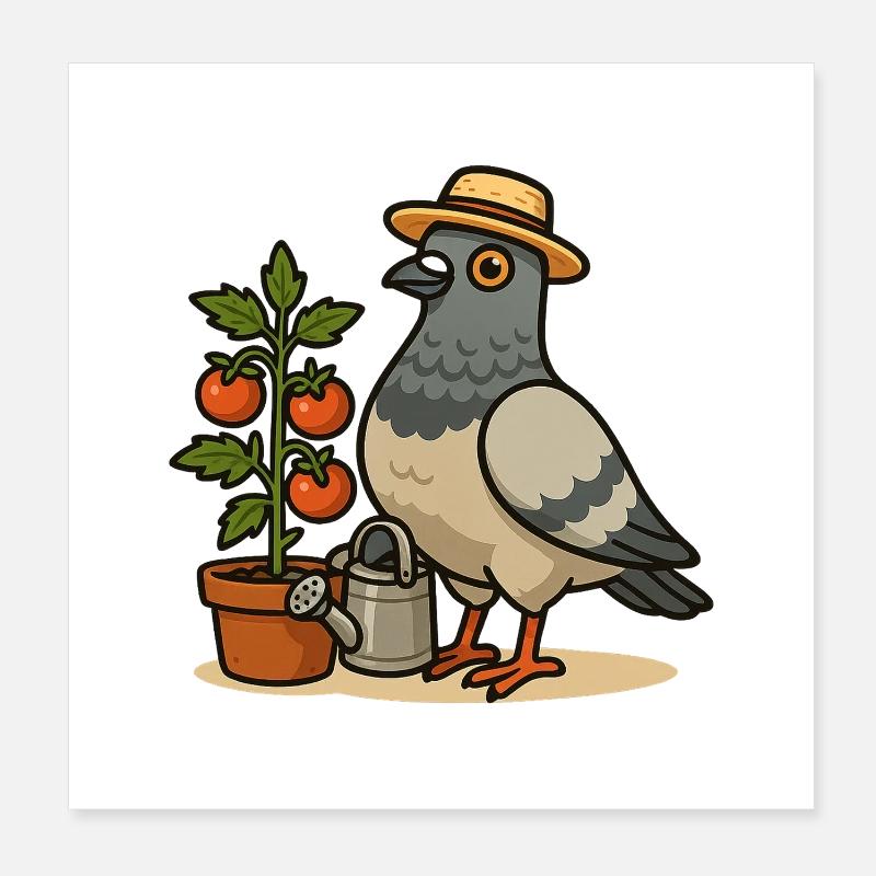 Balcony Pigeon Tomatoes Shirt Poster 20x20 cm