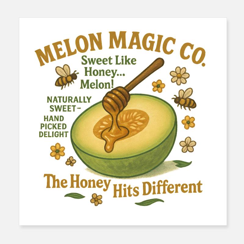Melon Honey Magic Illustration Poster 8" x 8" (20x20 cm)
