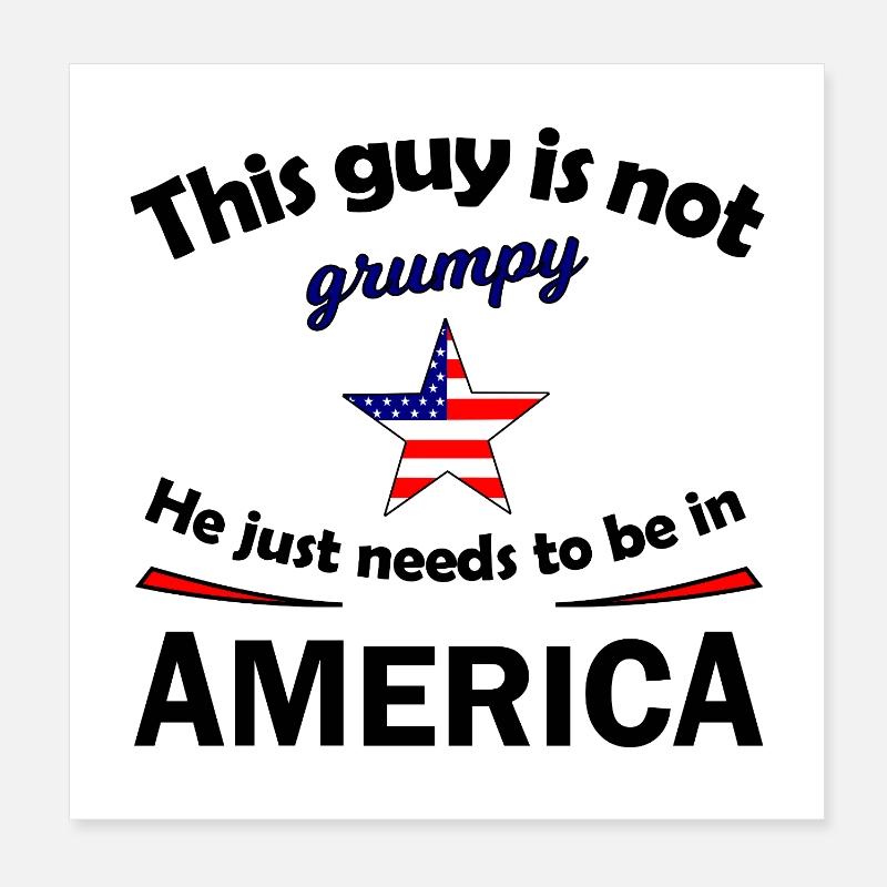 Grumpy Star avec étoile du drapeau américain Poster 20 x 20 cm