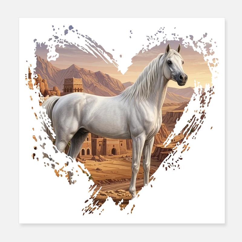 Un cheval Abbayan, le Yémen et un coeur Poster 20 x 20 cm