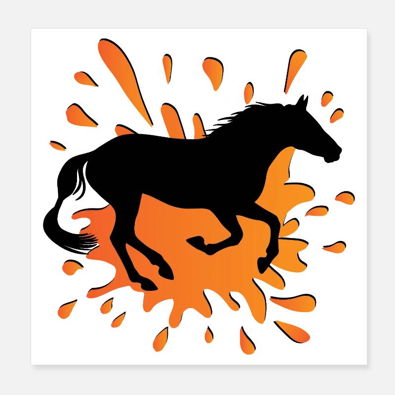 Die Silhouette eines Abaga-Pferdes und ein Fleck Poster 20x20 cm