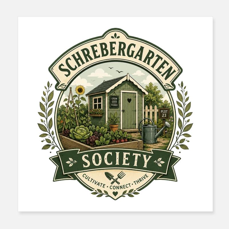 Schrebergarten Society - Poster 20x20 cm - Weiß