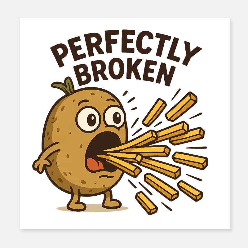 Perfekt Zerbrochen Kartoffel Poster 20x20 cm