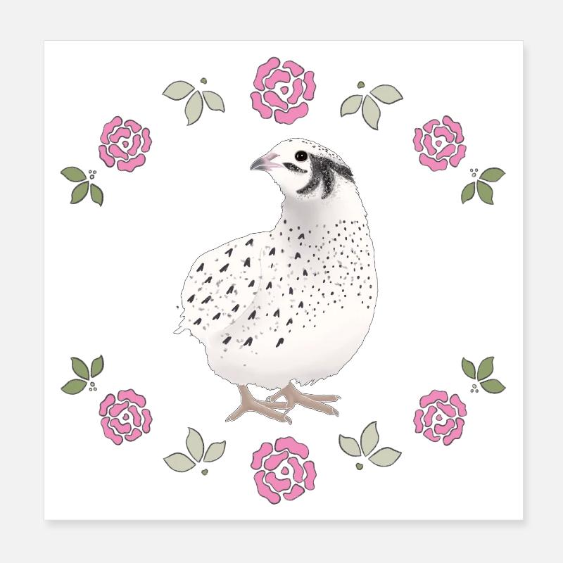 Design vintage de caille avec roses Poster 20 x 20 cm
