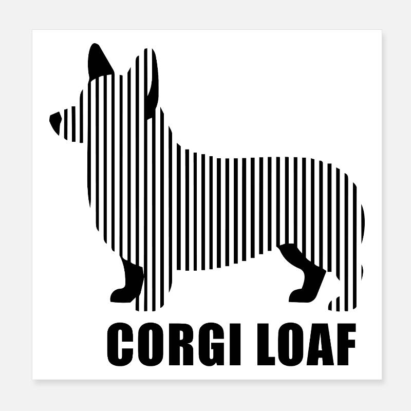 Corgi Loaf – Minimalist linear silhouette Hund Poster 20x20 cm