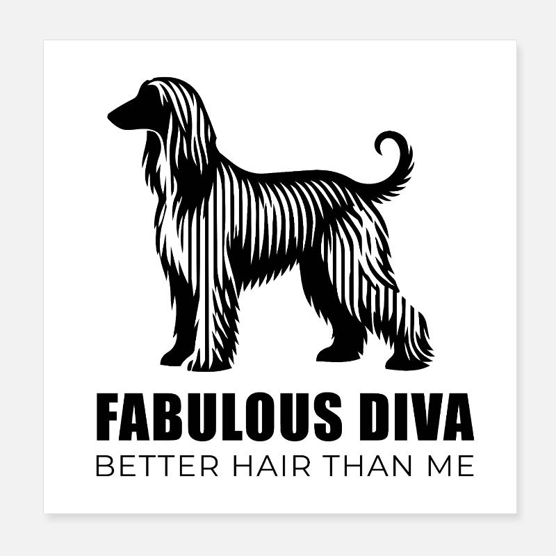 Affie Silhouette - Fabulous Diva linear Afghane Poster 20x20 cm