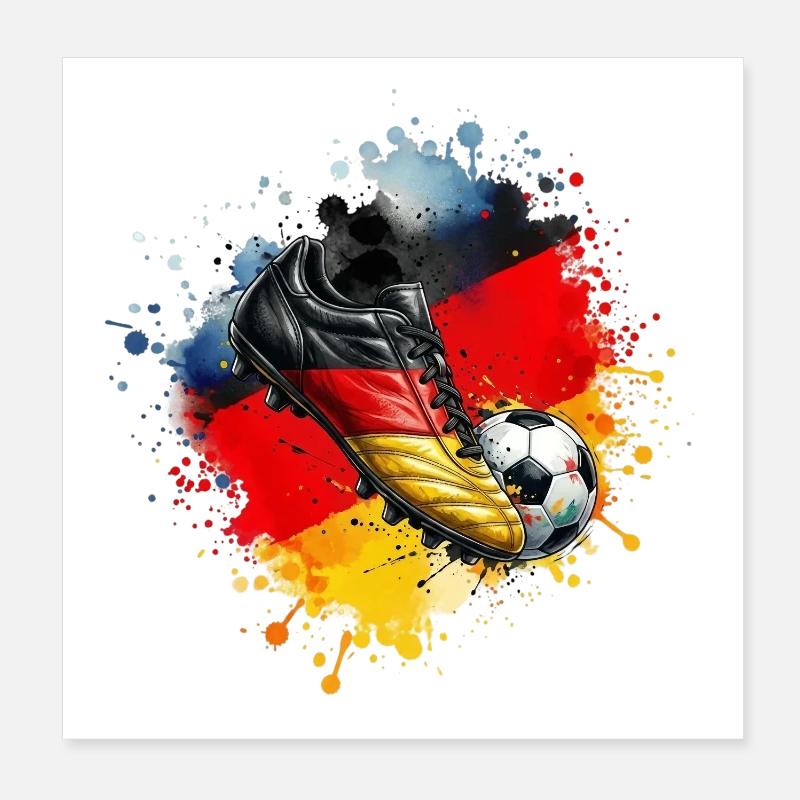 Fußball - Deutschland - Poster 20x20 cm - Weiß
