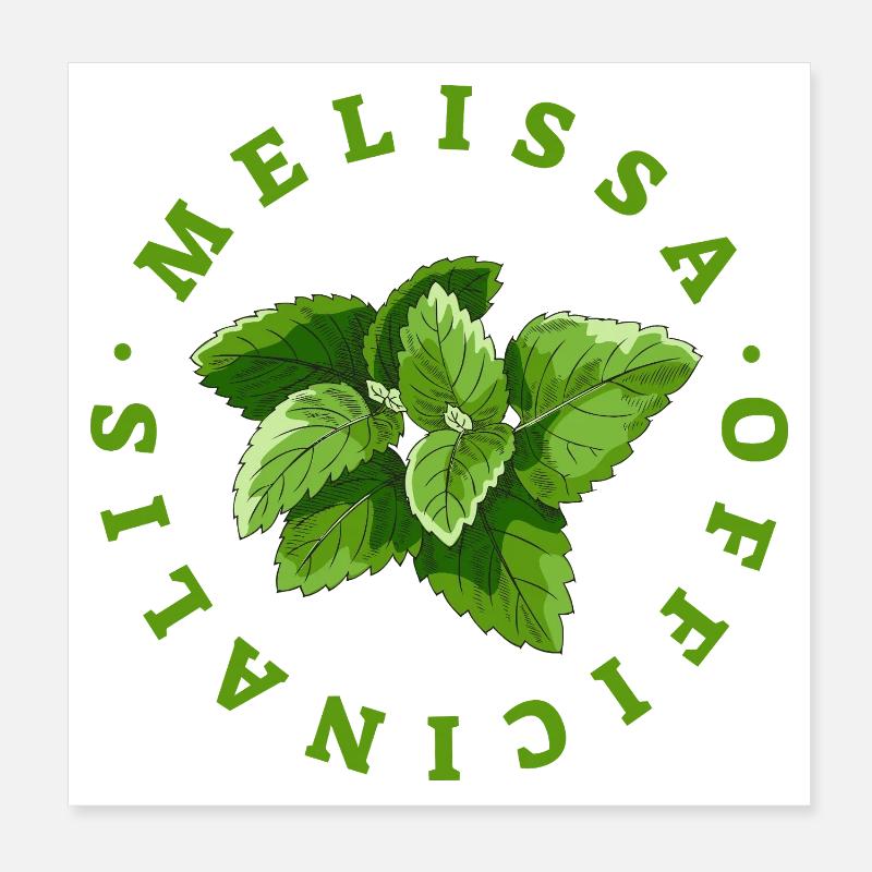 Emblème circulaire de feuille de mélisse Poster 20 x 20 cm