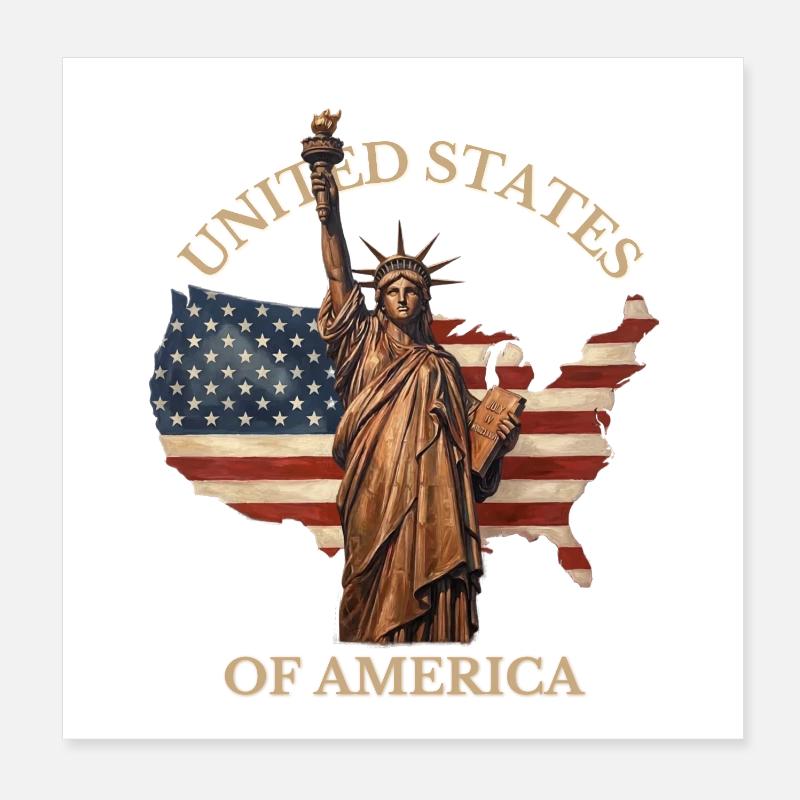 Statue de la Liberté vintage des États-Unis d’Amérique Poster 20 x 20 cm