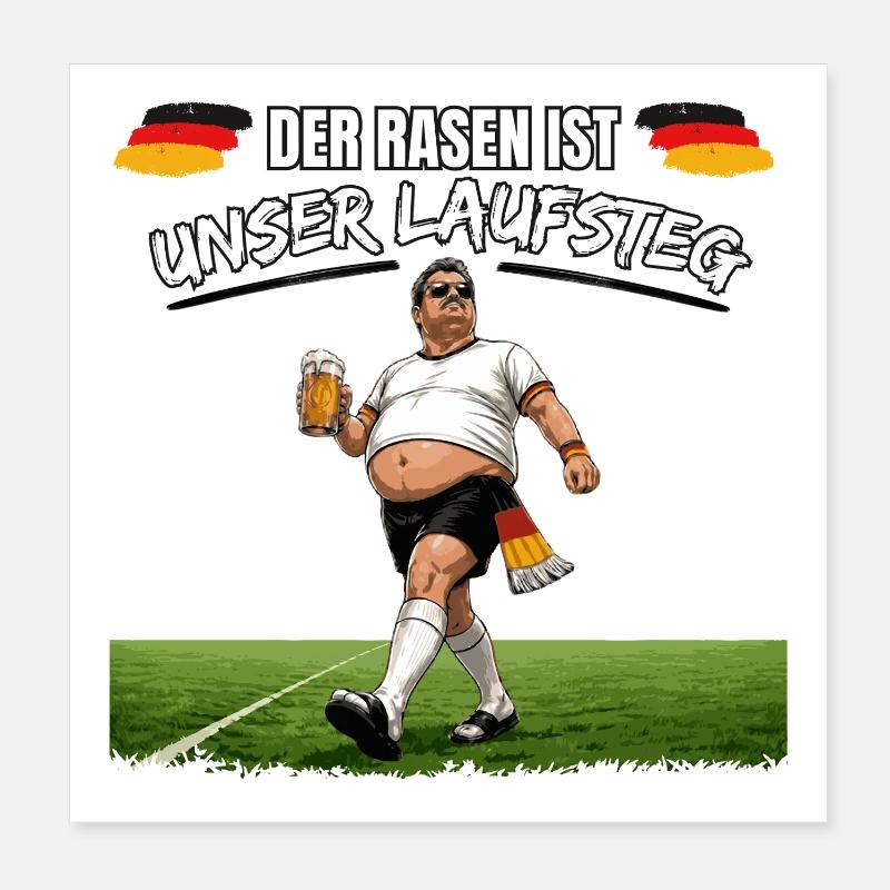 Deutscher Fußballfan mit Bier Poster 20x20 cm