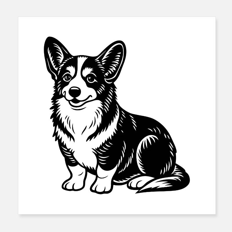 Corgi sitting Poster 8" x 8" (20x20 cm)