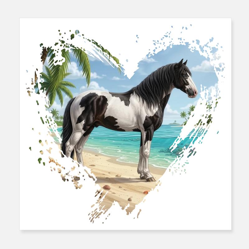 Ein Abaco-Pferdebart, der Strand und ein Herz Poster 20x20 cm