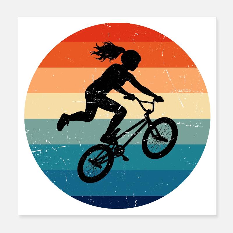 Idée cadeau pour le cycliste de BMX avec BMX freestyle Poster 20 x 20 cm