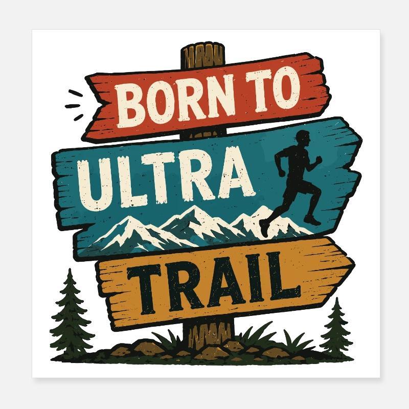 Né pour l’Ultra Trail Poster 20 x 20 cm