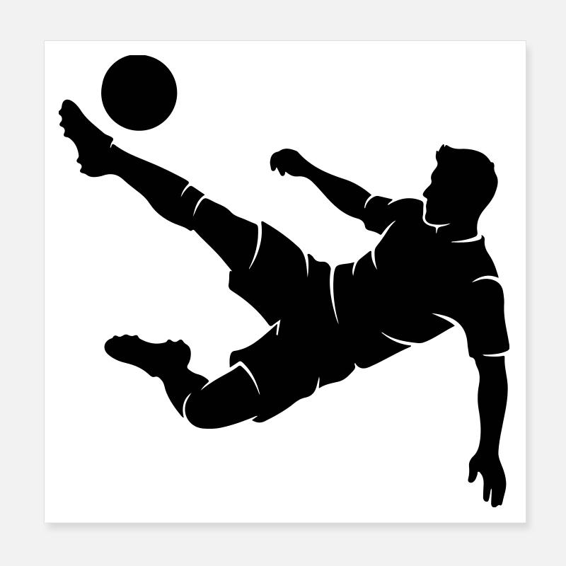 Fussballer Fallrückzieher Silhouette Poster 20x20 cm