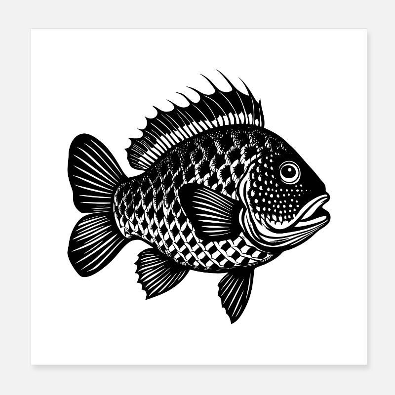 Poisson crapie Poster 20 x 20 cm