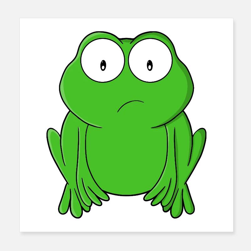 Smaragdfrosch Sorge mit weit aufgerissenen Augen Poster 20x20 cm