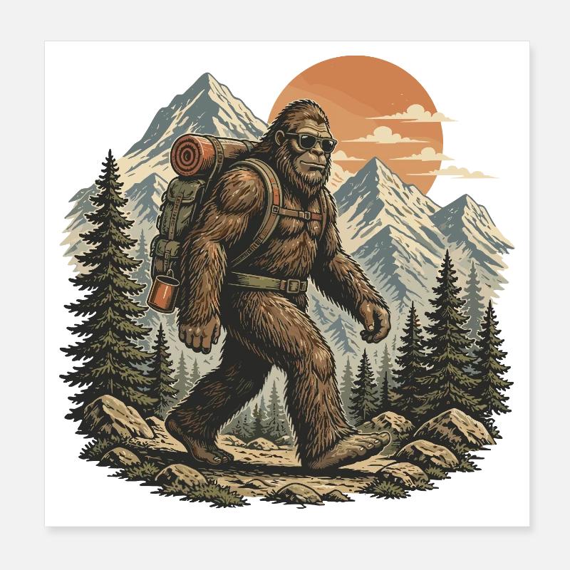Bigfoot Berg Wanderer Poster 20x20 cm