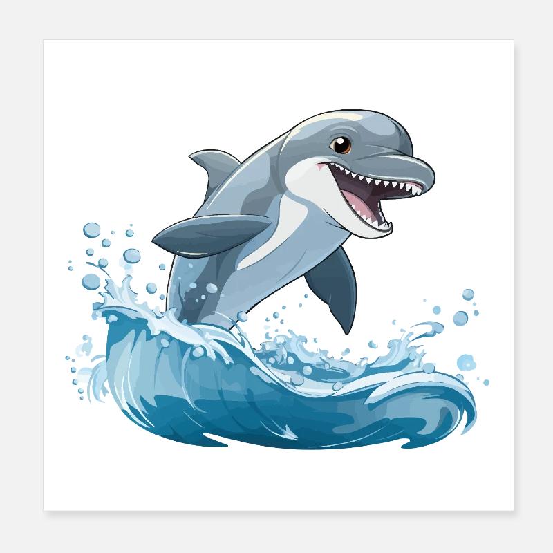 Saut de requin par-dessus les vagues Poster 20 x 20 cm