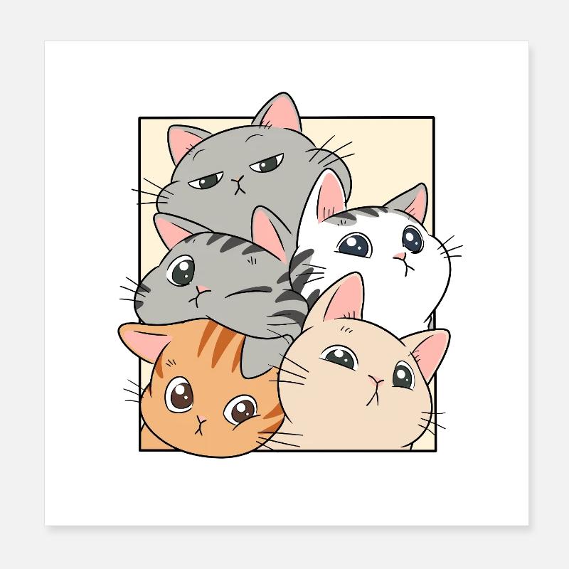 Cat Stack Ensemble Poster 8" x 8" (20x20 cm)