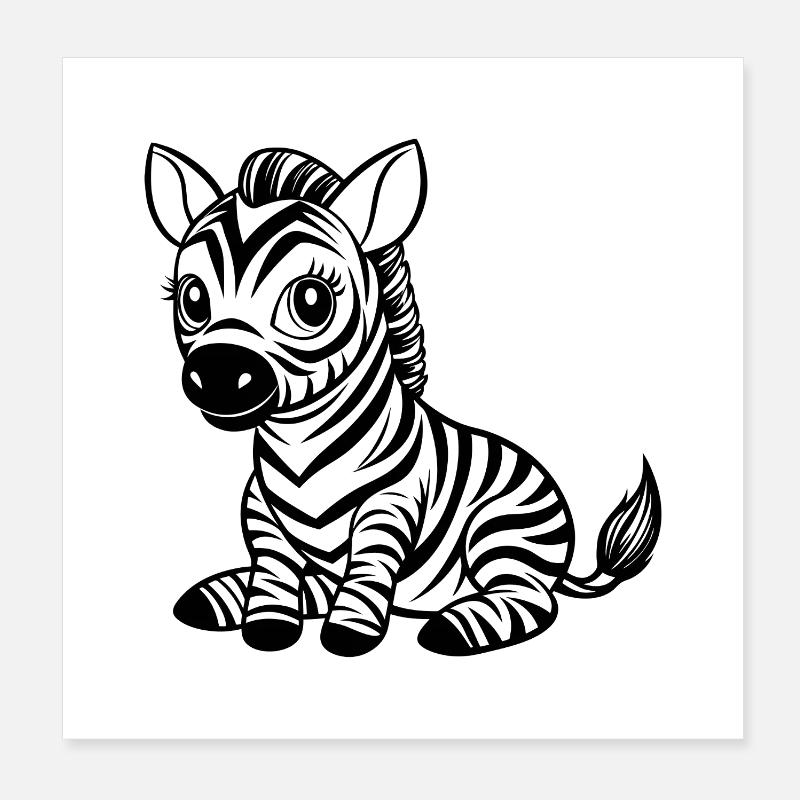Petit zèbre mignon Poster 20 x 20 cm