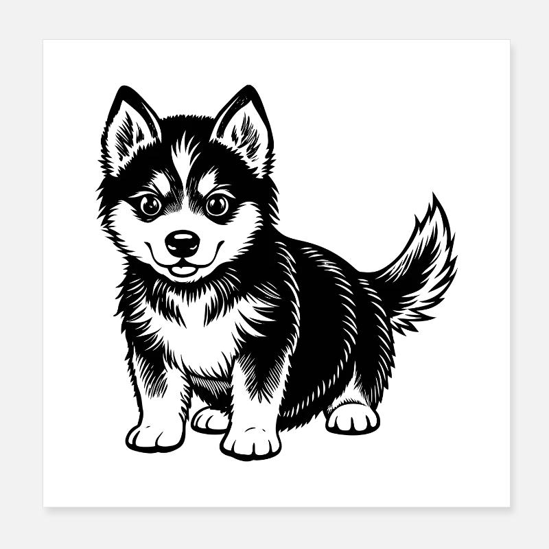 SÜSSER HUSKY-WELPE Poster 20x20 cm