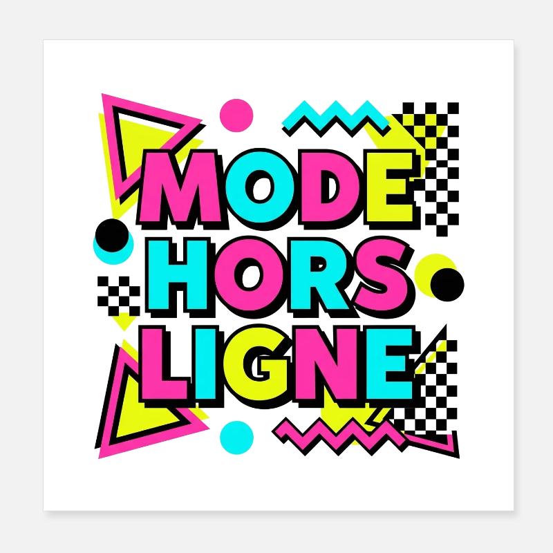 Tshirt. Mode Hors Ligne Introverti Rétro 90s Poster 20 x 20 cm