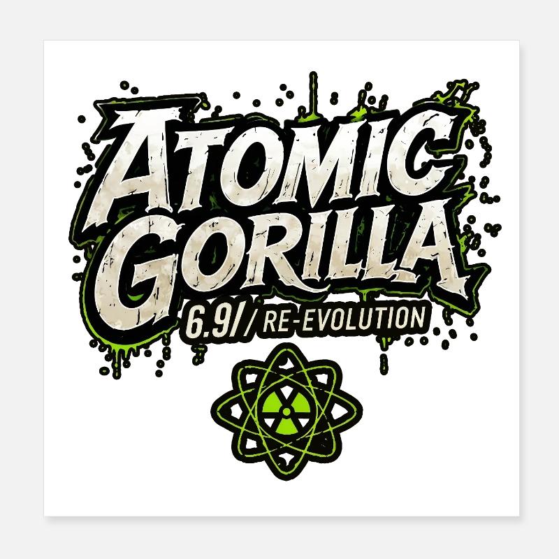 Atomare Gorilla-Reevolution - Poster 20x20 cm - Weiß