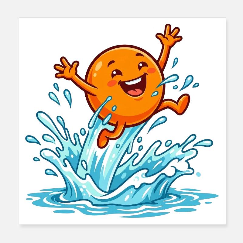 Spritzende Orange Sommer Vibes Pool Urlaub Damen Poster 20x20 cm