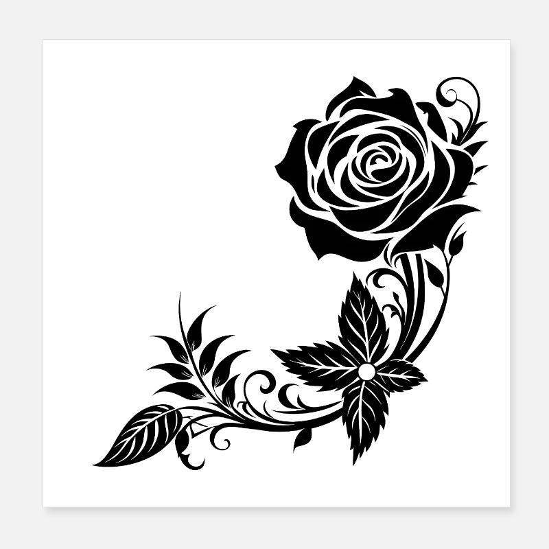 Decorative Rose Corner Poster 8" x 8" (20x20 cm)