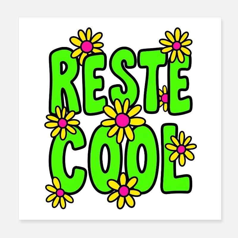 Reste Cool Rétro 90s Marguerite Poster 20 x 20 cm