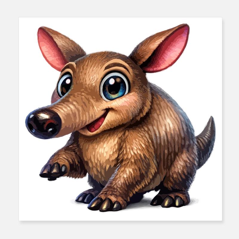 Cute Cartoon Aardvark Poster 8" x 8" (20x20 cm)