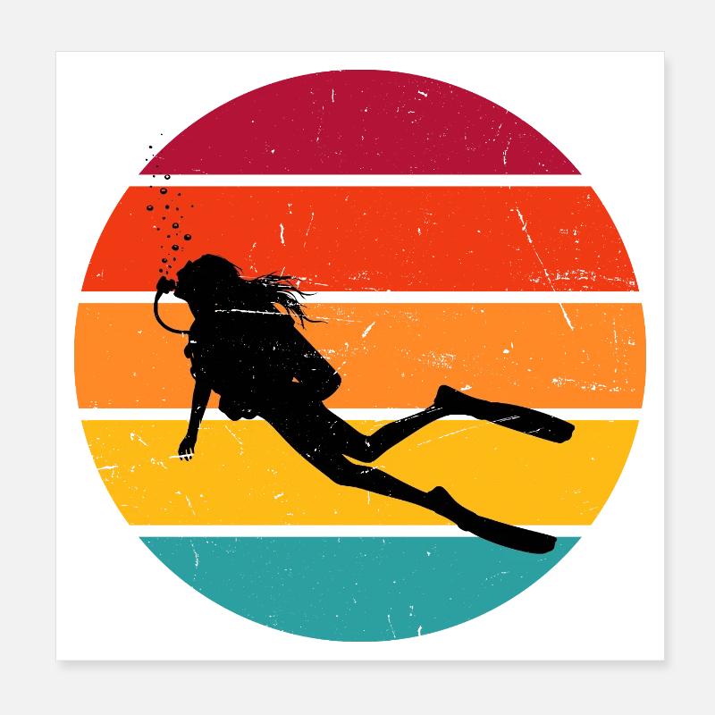 Idée cadeau pour l’amateur de plongée avec plongée sous-marine Poster 20 x 20 cm