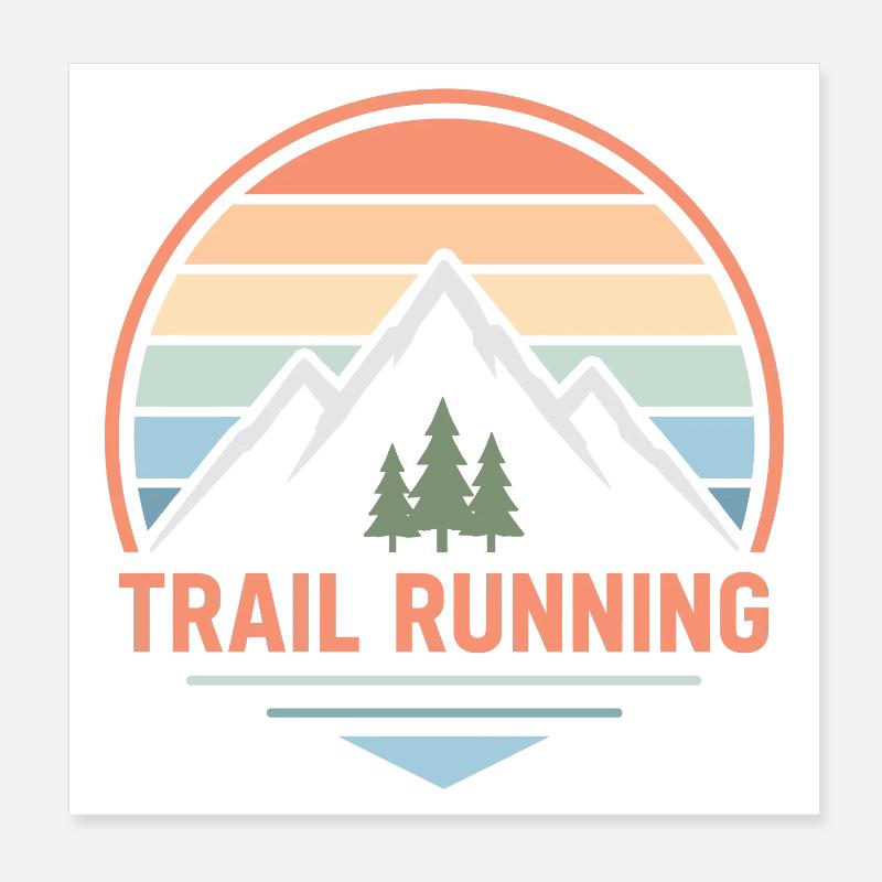Trailrunning Pastel Mountain Sunset Poster 20x20 cm