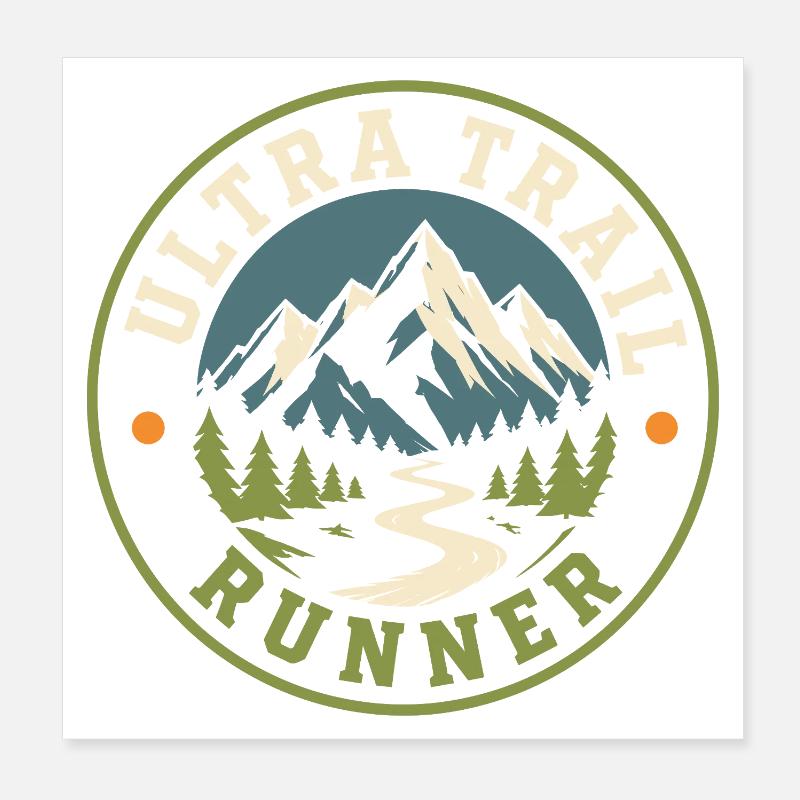 Ultra Trail Runner Scenic Mountain Abzeichen Poster 20x20 cm