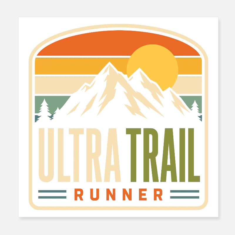Ultra Trail Runner Mountain Sunset Poster 20x20 cm