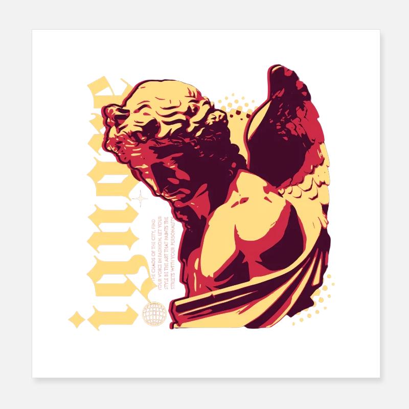 Silhouette de héros antique dans le style pop art Poster 20 x 20 cm