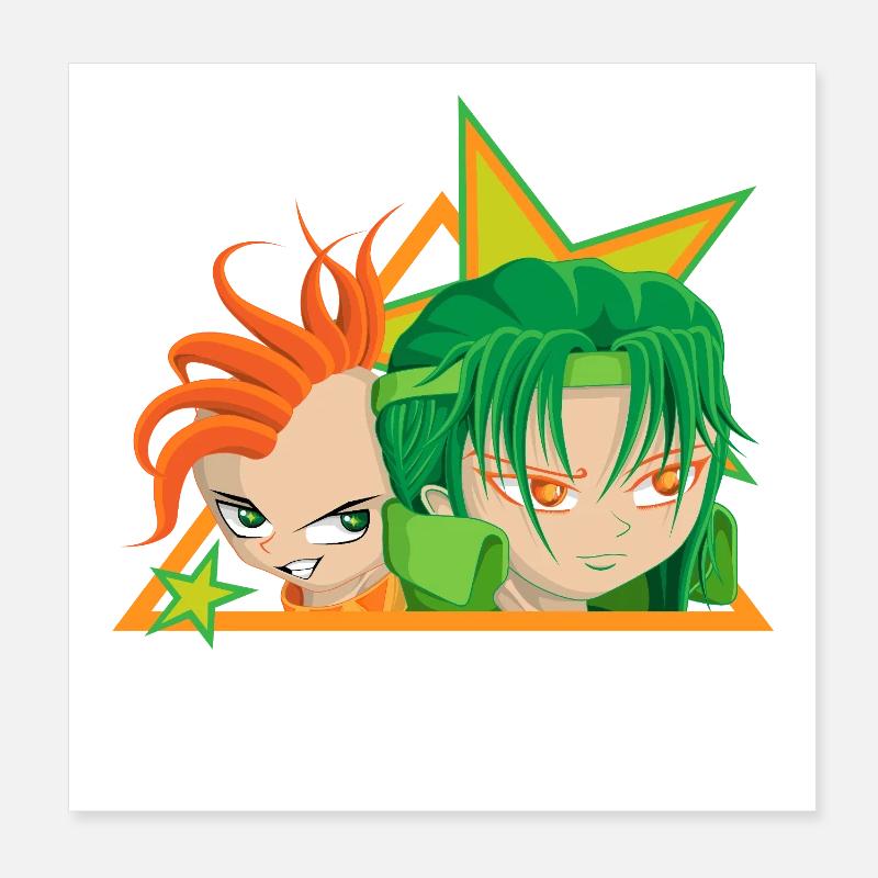 Grün-Orange Neon-Duell Poster 20x20 cm