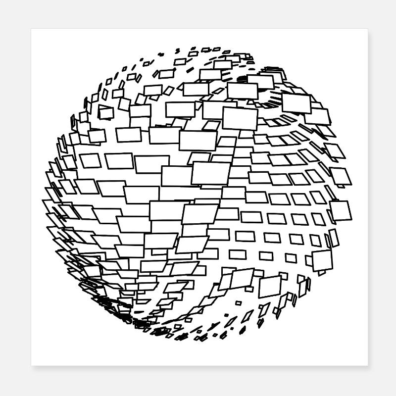 Parametric Kugel - Poster 20x20 cm - Weiß