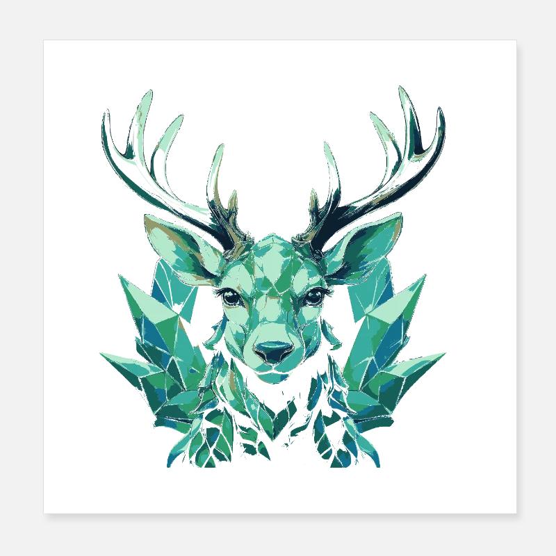 Geometric Crystal Deer Poster 8" x 8" (20x20 cm)