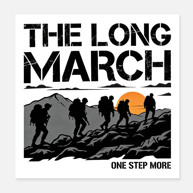 The Long March Mountaineering Trek Poster 8" x 8" (20x20 cm)