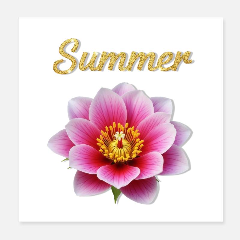Sommerblüte Goldschrift Poster 20x20 cm