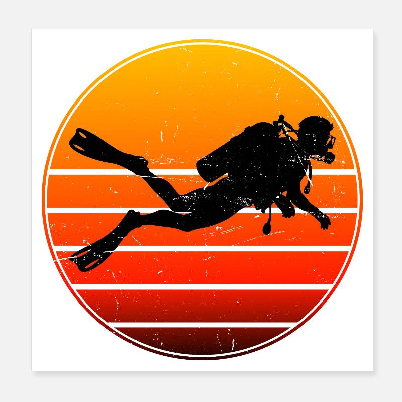 Idée cadeau pour l’amateur de plongée avec plongée sous-marine Poster 20 x 20 cm