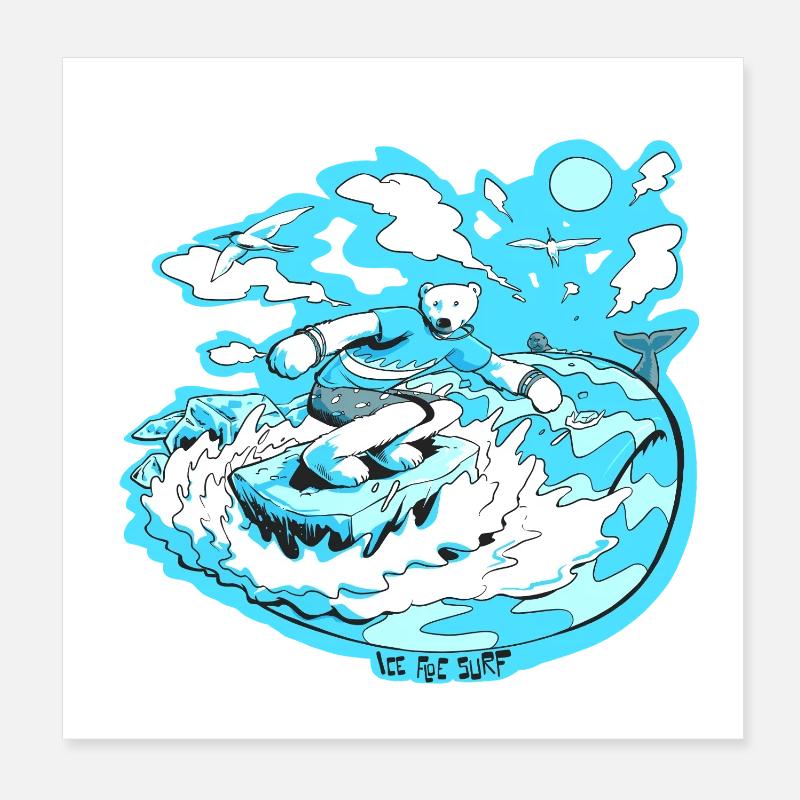 Ours polaire surfeur  Poster 20 x 20 cm