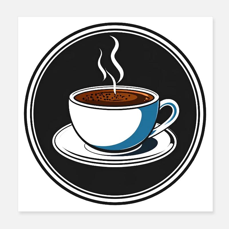 Kaffeetasse Rundlogo Illustration Poster 20x20 cm