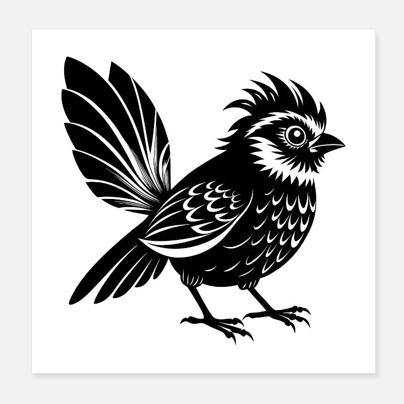 Fantail Bird Poster 8" x 8" (20x20 cm)
